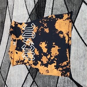 AC/DC TIE-DYE CREW-NECK CUT-OFF RAW-EDGE CROP MUSCLE TEE TANK-TOP MEDIUM